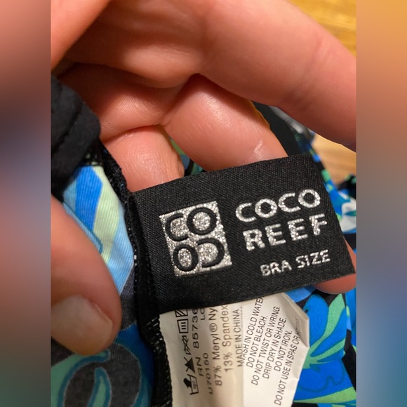 Coco Reef Halter Swim Coverup Dress Tropical Blue White Green Black Mini Dress S - Picture 8 of 11